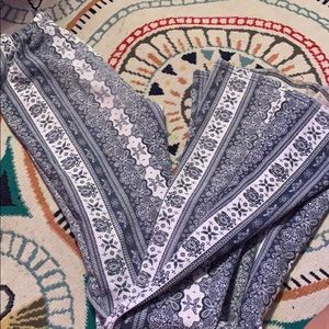 printed blue and white pants